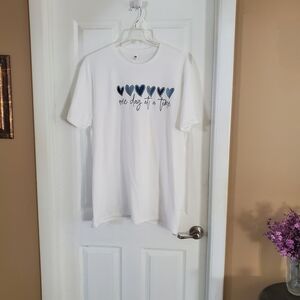 Fruit of the Loom White Tee with Navy Heart Design